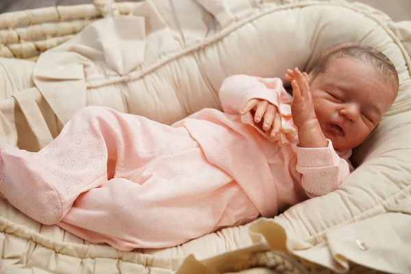 Noa realistic vinyl reborn baby doll side profile
