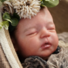 Noa lifelike vinyl reborn baby doll facial view