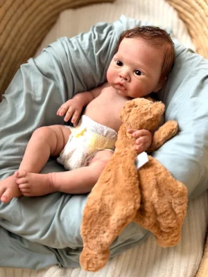 River Awake full silicone preemie reborn baby boy doll open eyes olive skin
