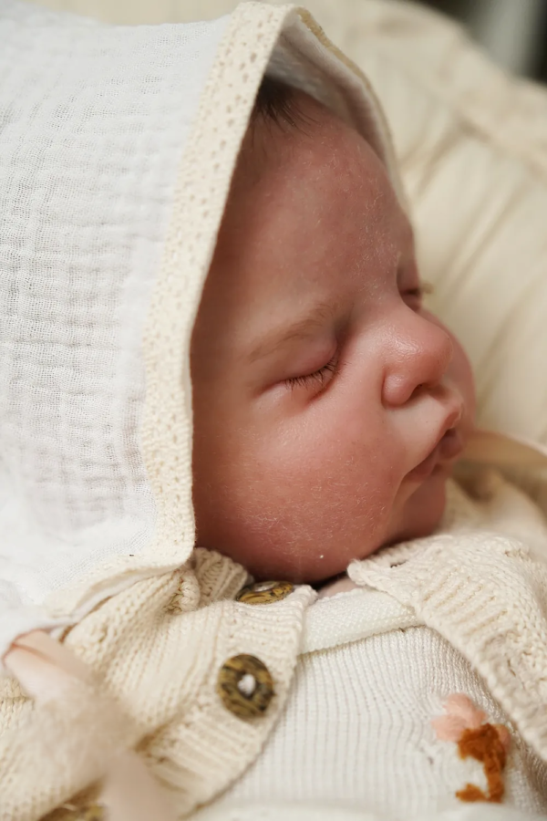 Ruby vinyl reborn baby doll 3D face detail close up