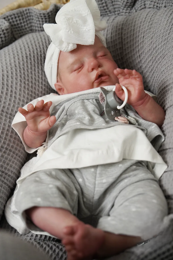 Ruby vinyl reborn baby doll lanugo fluff detail