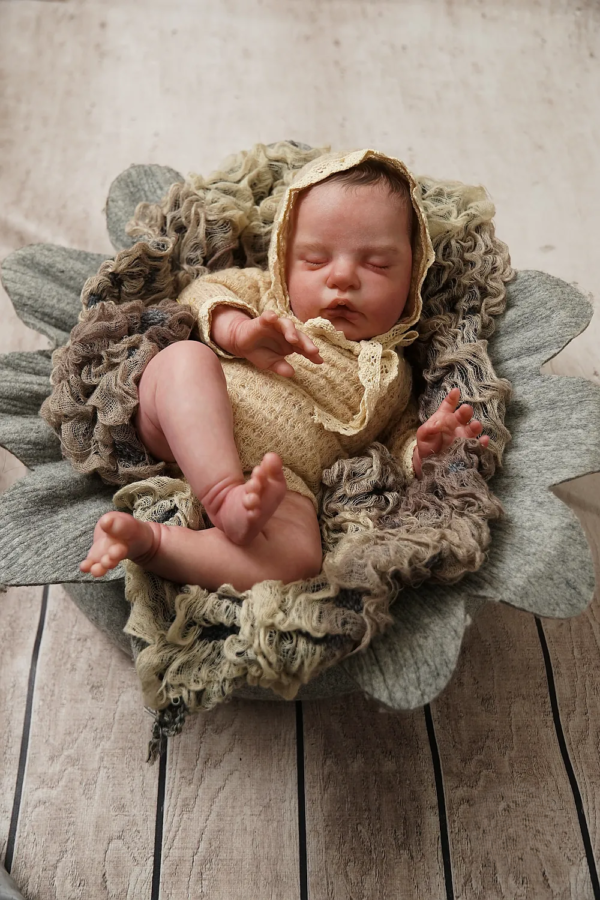 Ruby lifelike vinyl reborn baby doll full body view