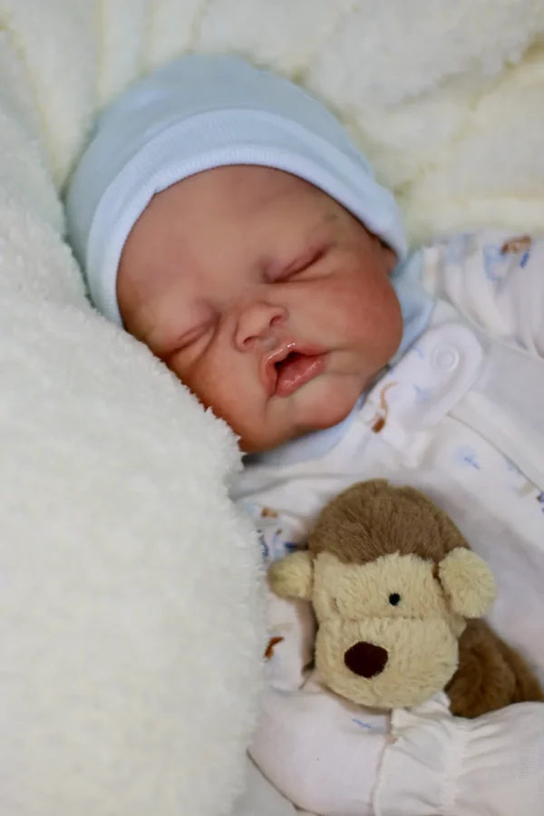 Scout handcrafted reborn baby doll ear and face detail