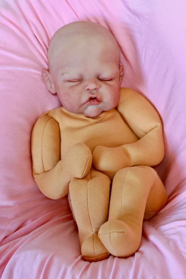 Scout silicone reborn baby doll sleeping face detail